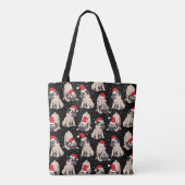 Pugs in Santa Hats Kerstmispatroon Tote Bag (Achterkant)