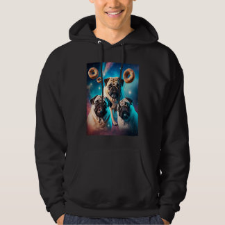 Pugs In Space With Donuts Cute Pug Boys Girls Men  Hoodie