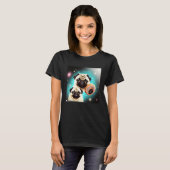 Pugs In Space With Donuts Cute Pug Boys Girls Men  T-shirt (Voorkant volledig)