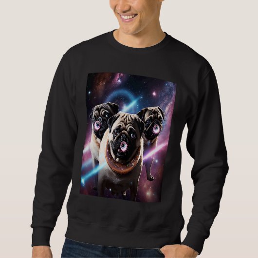 Pugs In Space With Donuts Cute Pug Boys Girls Men  Trui (Voorkant)