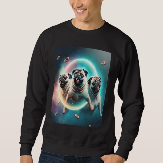 Pugs In Space With Donuts Cute Pug Boys Girls Men Trui (Voorkant)