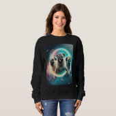 Pugs In Space With Donuts Cute Pug Boys Girls Men Trui (Voorkant volledig)