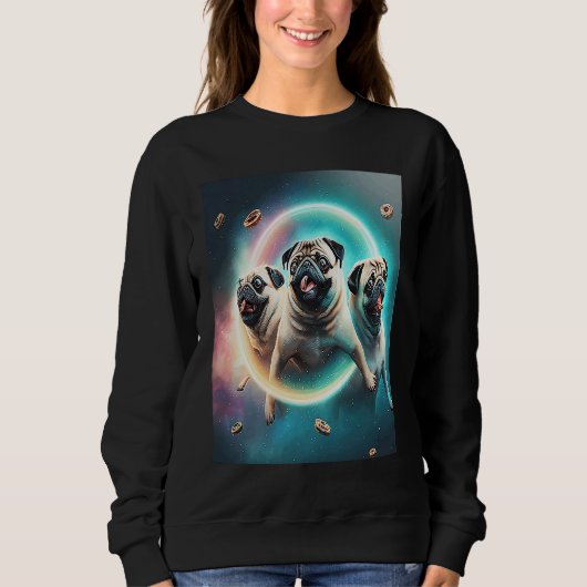 Pugs In Space With Donuts Cute Pug Boys Girls Men Trui (Voorkant)