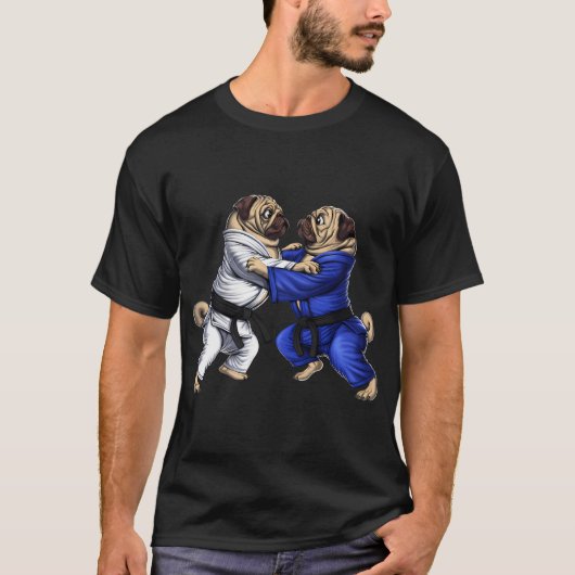 Pugs Jiu-Jitsu Worstelaars T-shirt (Voorkant)