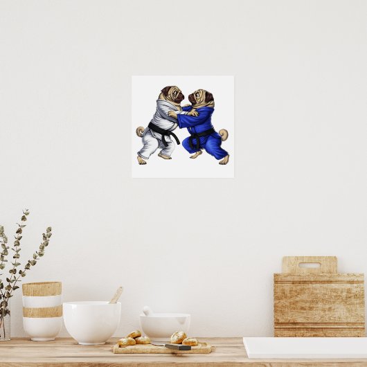 Pugs Jiu-Jitsu Wrestlers Poster (Keuken)