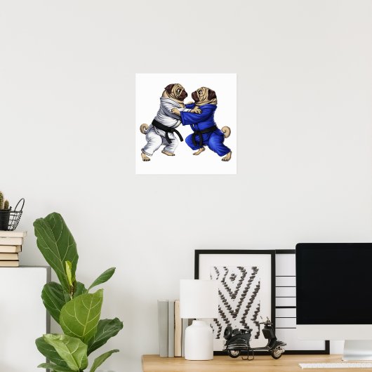 Pugs Jiu-Jitsu Wrestlers Poster (Thuiskantoor)