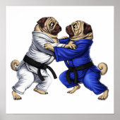 Pugs Jiu-Jitsu Wrestlers Poster (Voorkant)