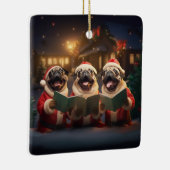 Pugs Kerst Caroling Feestelijke Vakantie Keramisch Ornament (Rechts)