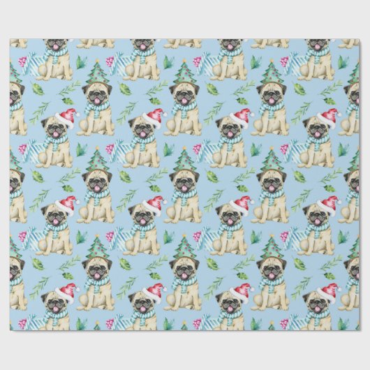 Pugs Kerstmis Cadeaupapier (Vlak)