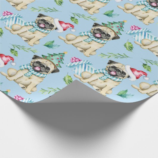 Pugs Kerstmis Cadeaupapier (Hoek)