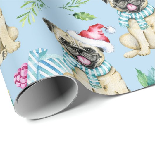 Pugs Kerstmis Cadeaupapier (Rol Hoek)