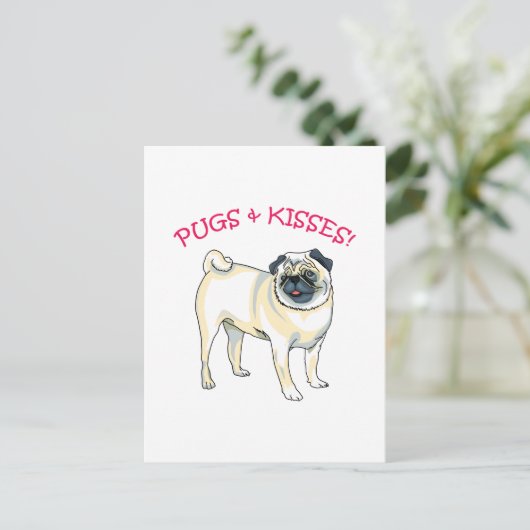 PUGS & KISSES! BRIEFKAART (Staand voorkant)