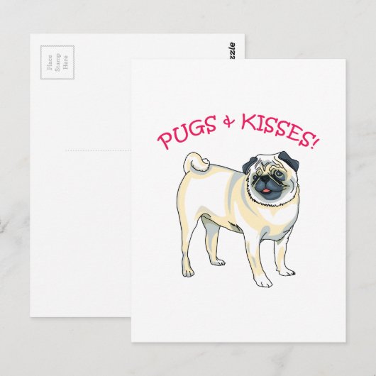 PUGS & KISSES! BRIEFKAART (Voorkant / Achterkant)