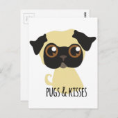 Pugs & Kisses Briefkaart (Voorkant / Achterkant)