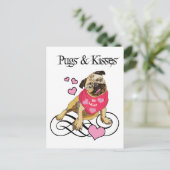 Pugs & Kisses Briefkaart (Staand voorkant)