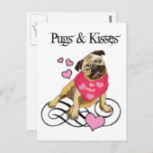 Pugs & Kisses Briefkaart (Voorkant / Achterkant)