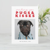 PUGS & KISSES Funny Pug Dog Kerstmis Feestdagenkaart (Staand voorkant)