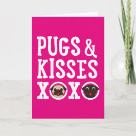 Pugs & Kisses Happy Valentijnsdag Wenskaart Feestdagen Kaart