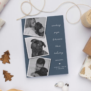 Pugs & Kisses Hond Foto Collage Kerstmis Feestdagenkaart