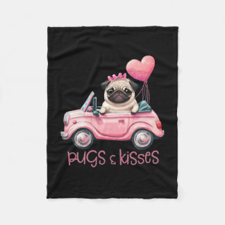 Pugs & Kisses Pug Valentijnsdag Fleece Deken