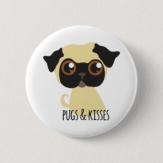 Pugs & Kisses Ronde Button 5,7 Cm (Voorkant)