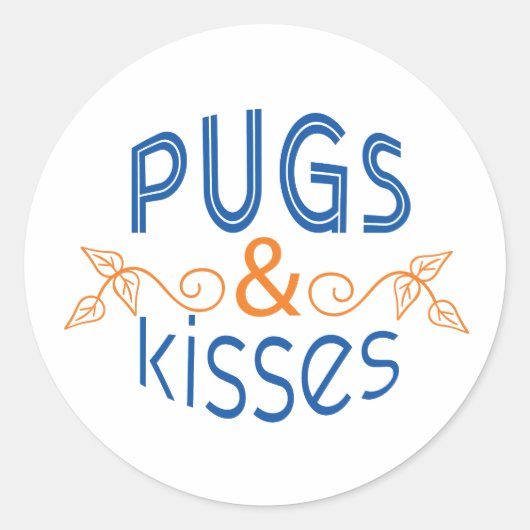 Pugs & Kisses Ronde Stickers (Voorkant)