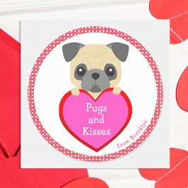 Pugs & Kisses Valentijnsdag Ronde Sticker