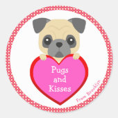Pugs & Kisses Valentijnsdag Ronde Sticker (Voorkant)