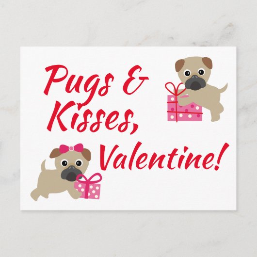 Pugs & Kisses Valentijnse kaart (Voorkant)