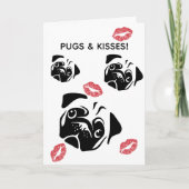 Pugs & Kisses Verjaardag/Groet Kaart (Voorkant)