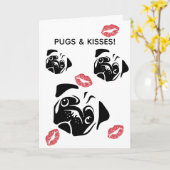 Pugs & Kisses Verjaardag/Groet Kaart (Gele Bloem)
