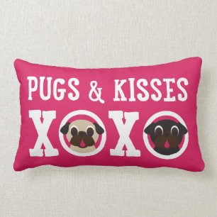Pugs & Kisses XOXO Roze lumbar Pillow Kussen