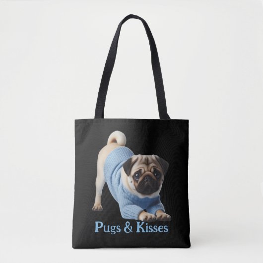 Pugs & Kusjes: Adorable Pug-Themed Design Tote Bag (Voorkant)