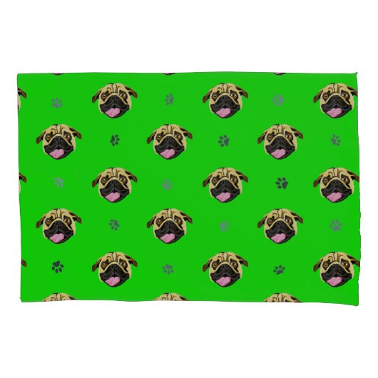 Pugs Kussensloop Groen (Voorkant)
