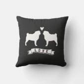 Pugs Love - Dog Silhouettes with Heart Kussen (Achterkant)