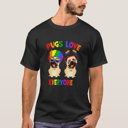 Pugs Love Iedereen LGBT Pride Rainbow Gay Pride T-shirt (Voorkant)