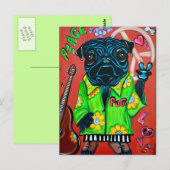 Pugs Love Peace Briefkaart (Voorkant / Achterkant)