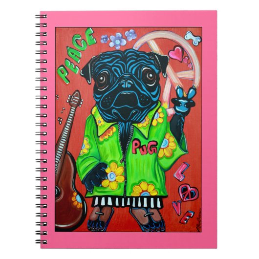Pugs Love Peace-laptop Notitieboek (Voorkant)