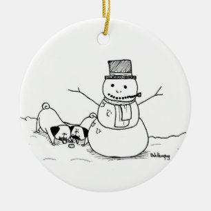 Pugs Love Snowmen Keramisch Ornament