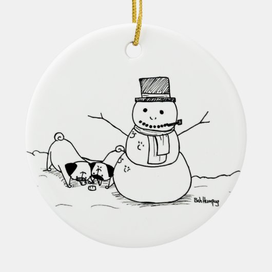 Pugs Love Snowmen Keramisch Ornament (Voorkant)