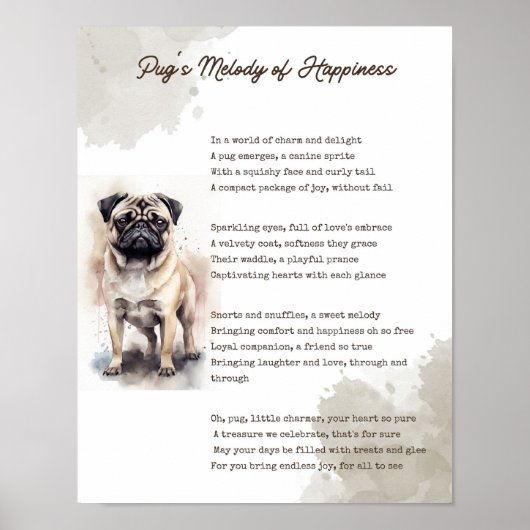 Pug's Melodie van Geluk Poster (Voorkant)