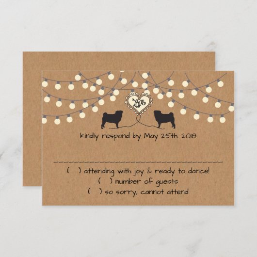 Pugs met de Kaart van de Reactie van de Lichten va (Voorkant / Achterkant)