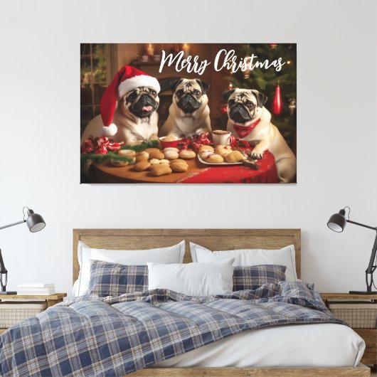 Pugs met Kerstmis Canvas Afdruk (Insitu (Slaapkamer))