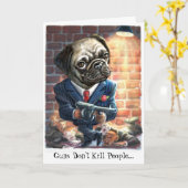 Pugs met Pistolen Wenskaart Kaart (Gele Bloem)