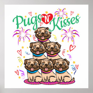 Pugs N Kisses Pug Hondenliefhebber Poster