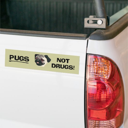 Pugs niet drugs Bumpersticker (Op Truck)