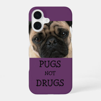 Pugs Niet Drugs Paars iPhone 16 Hoesje