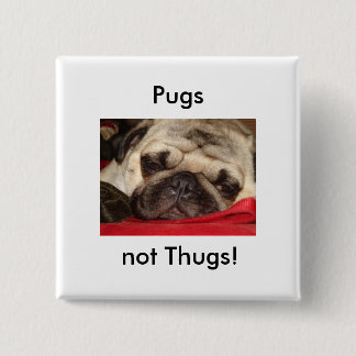Pugs niet Thugs! speld Vierkante Button 5,1 Cm