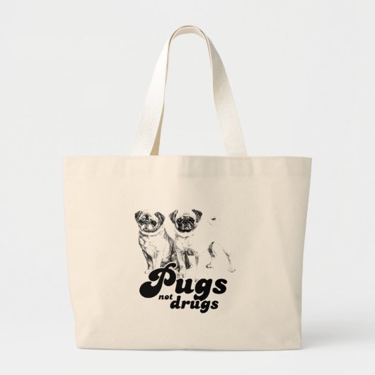 PUGS NOT DRUGS 2 GROTE TOTE BAG (Voorkant)