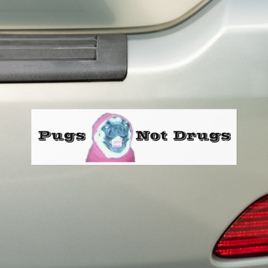 Pugs not Drugs Bumpersticker (Op auto)